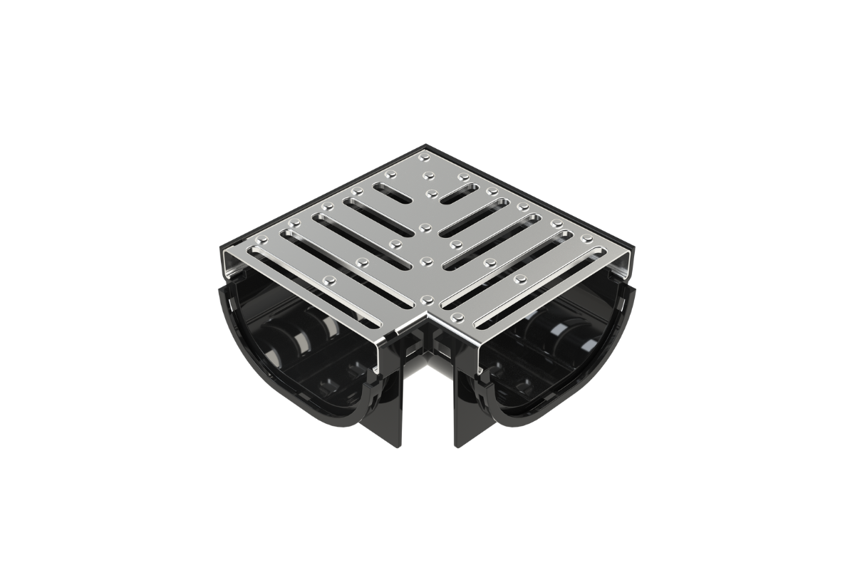 EasyDRAIN Compact Corner with Galvanised Steel Grate