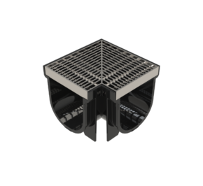 EasyDRAIN Standard Corner with EuroDesign Stainless Steel Grate
