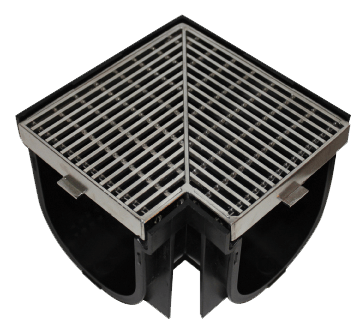 EasyDRAIN Standard Corner with EuroDesign Stainless Steel Grate